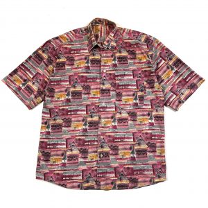 vintage pink funky patterned shirt sleeve shirt