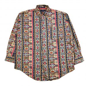vintage oversized aztec patterned brown long sleeve shirt