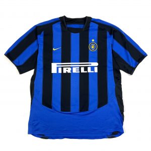 nike swoosh branded inter milan vintage blue and black striped football shirt