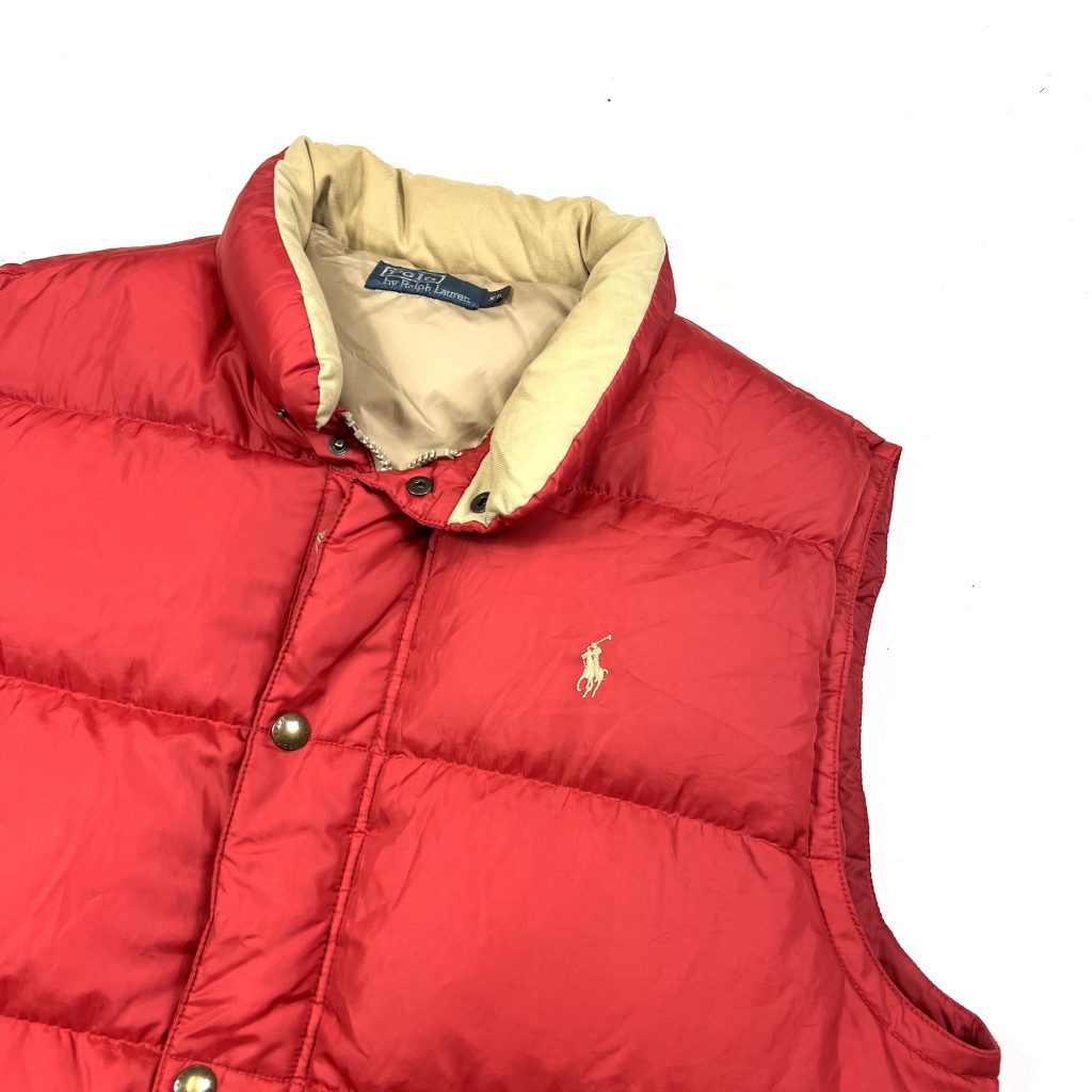 red puffa gilet