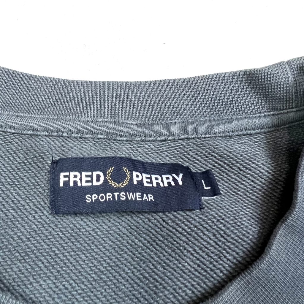 grey and black block colour fred perry vintage sweatshirt