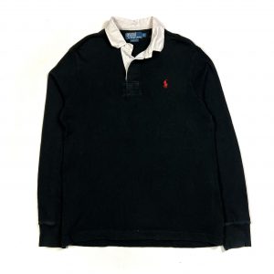 Vintage Ralph Lauren Black Long Sleeve Rugby Polo Shirt