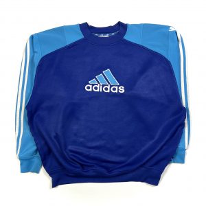 90s Vintage Adidas Blue Embroidered Spell Out Sweatshirt