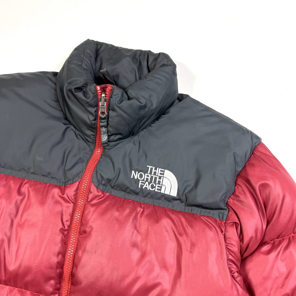 A Red Vintage North Face Zip Up Nuptse 700 Puffer Jacket