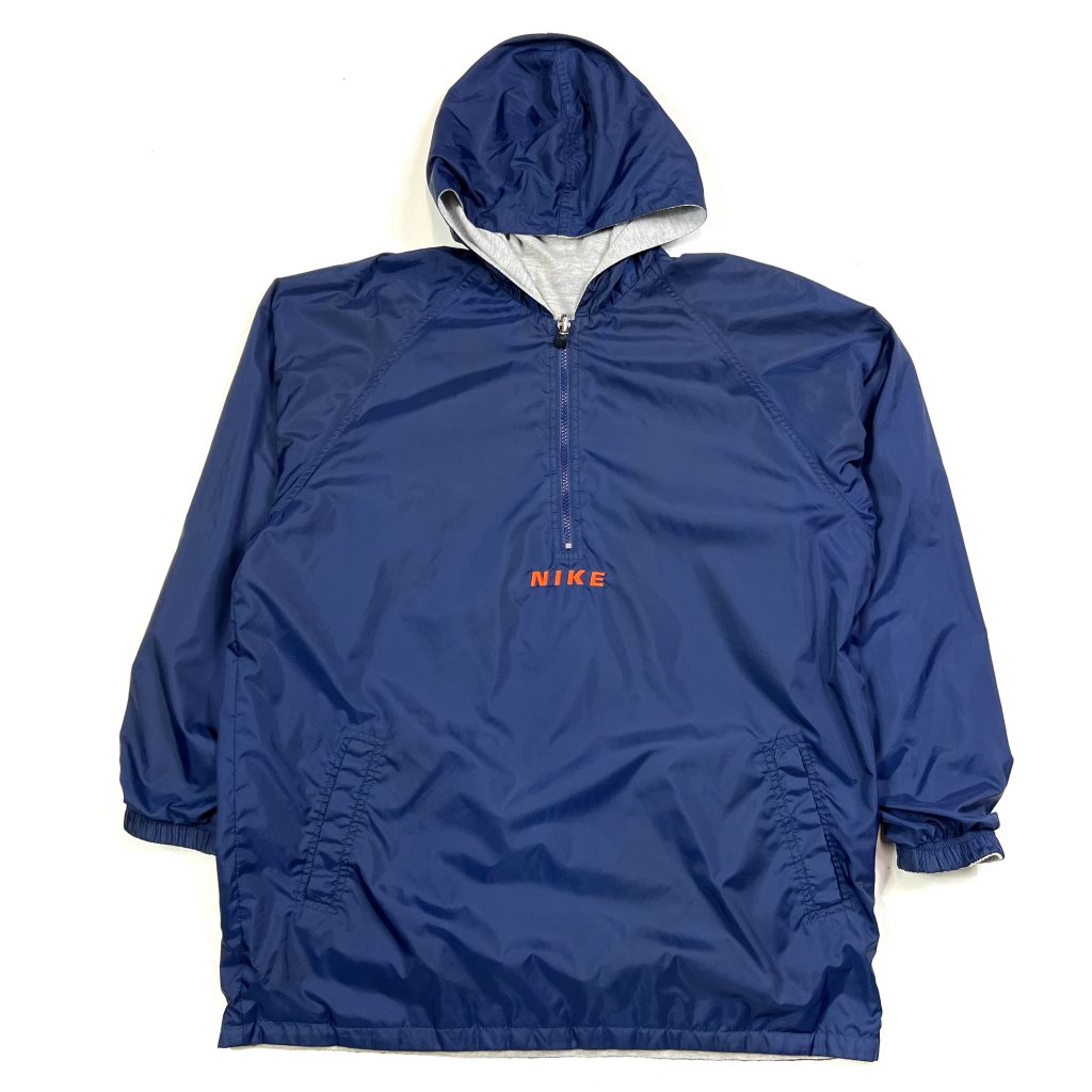 A Vintage Nike 90s Navy Reversible Hoodie With Hood and Centre Logo