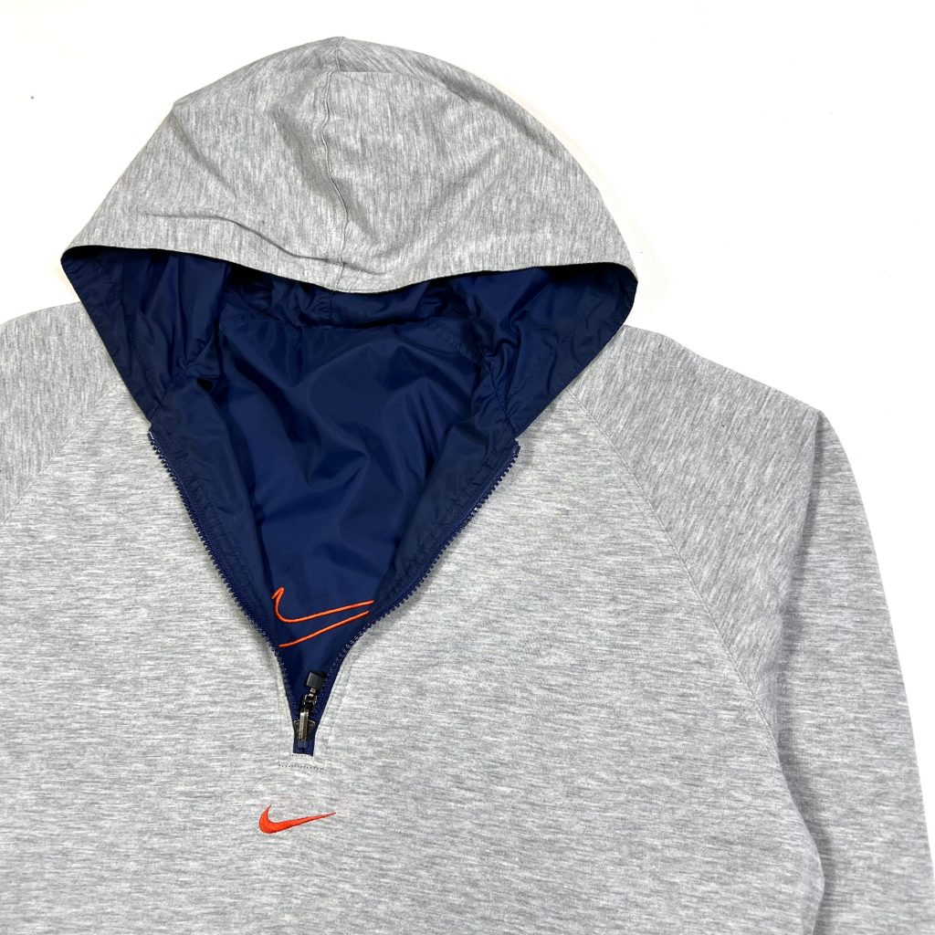 90s Vintage Nike Swoosh Grey Jersey Reversible Hoodie Jacket