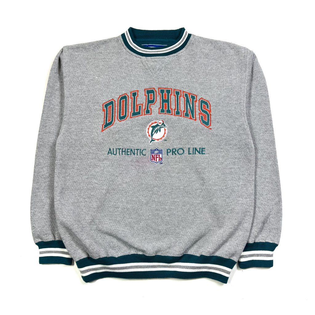 Vintage 90s NFL Miami Dolphins Embroidered Grey Sweatshirt