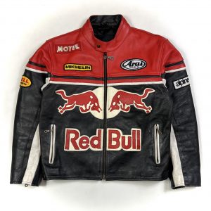 Rare Vintage Red Bull Black Leather Racing Jacket