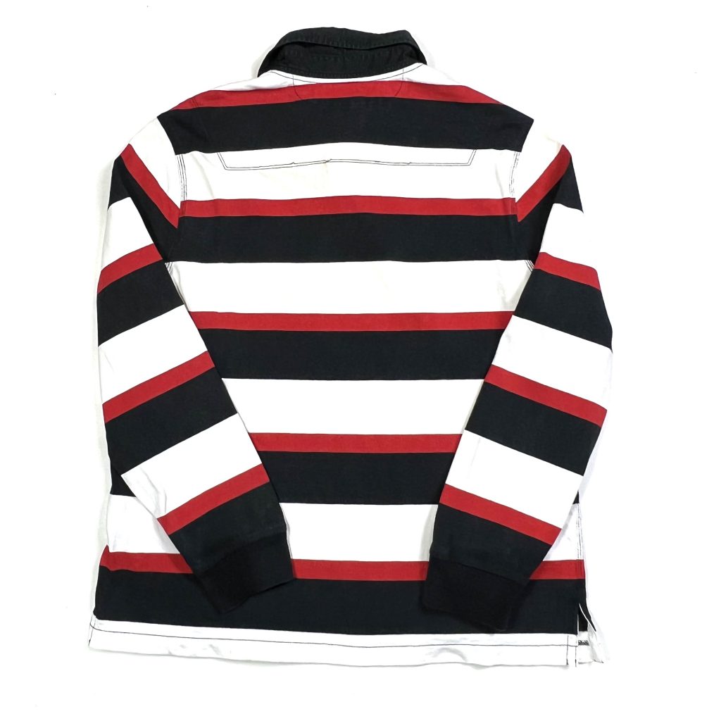 Black Red And White Striped Ralph Lauren Long Sleeve Rugby Polo Shirt