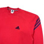 A Red Adidas 90s Vintage Sweatshirt With 3-Stripes Sleeves