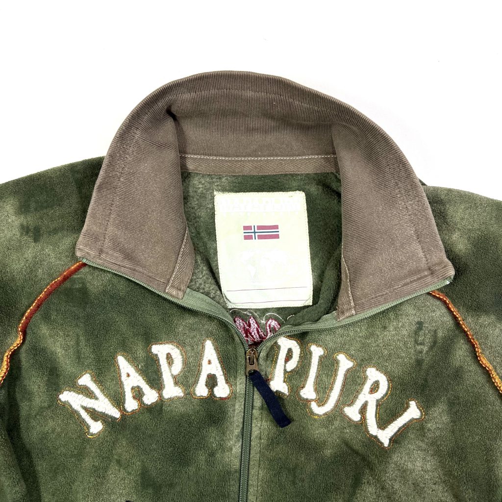 Napapijri Expedition Green Embroidered Spell Out Fleece Jacket