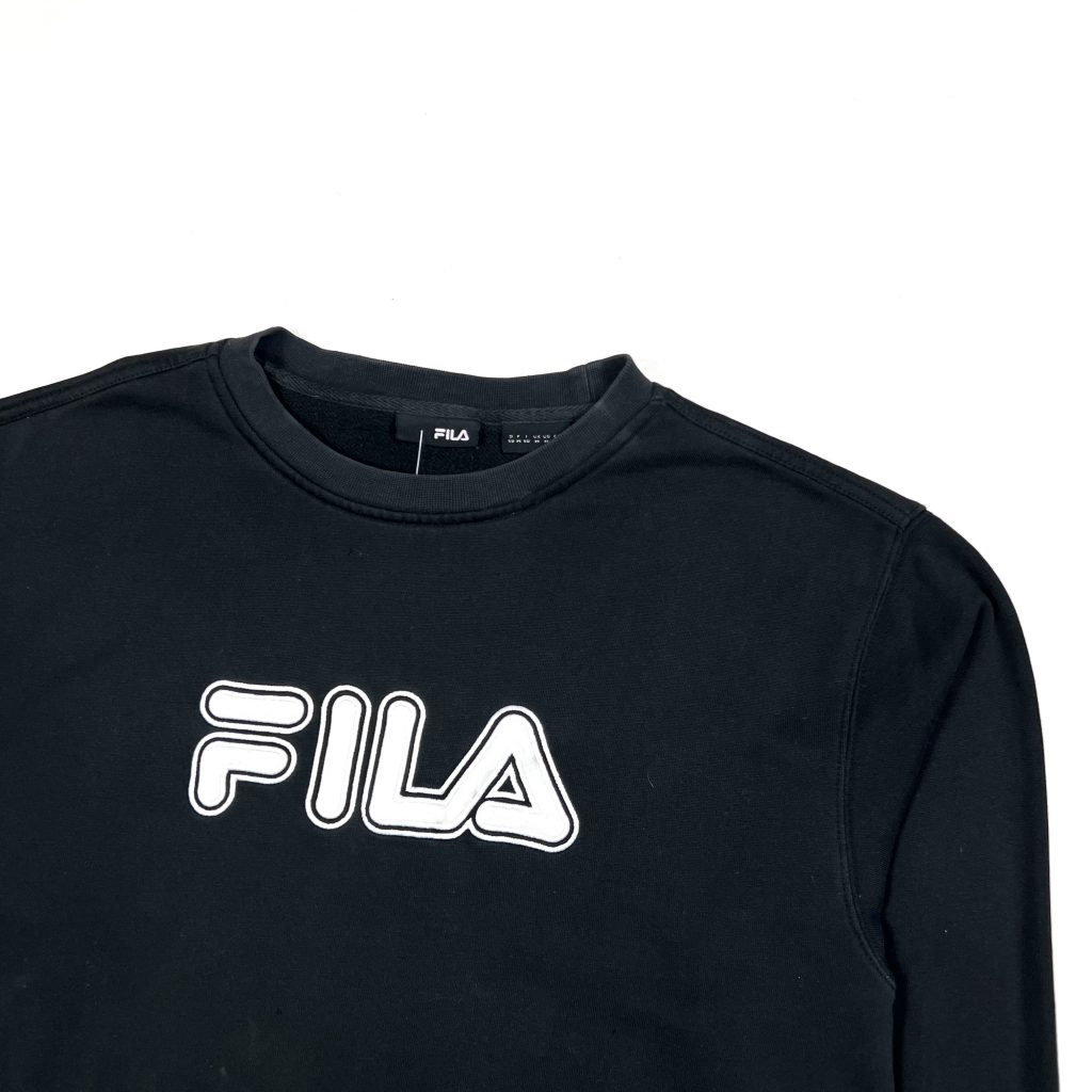 Fila Black Embroidered Spell Out Vintage Sweatshirt