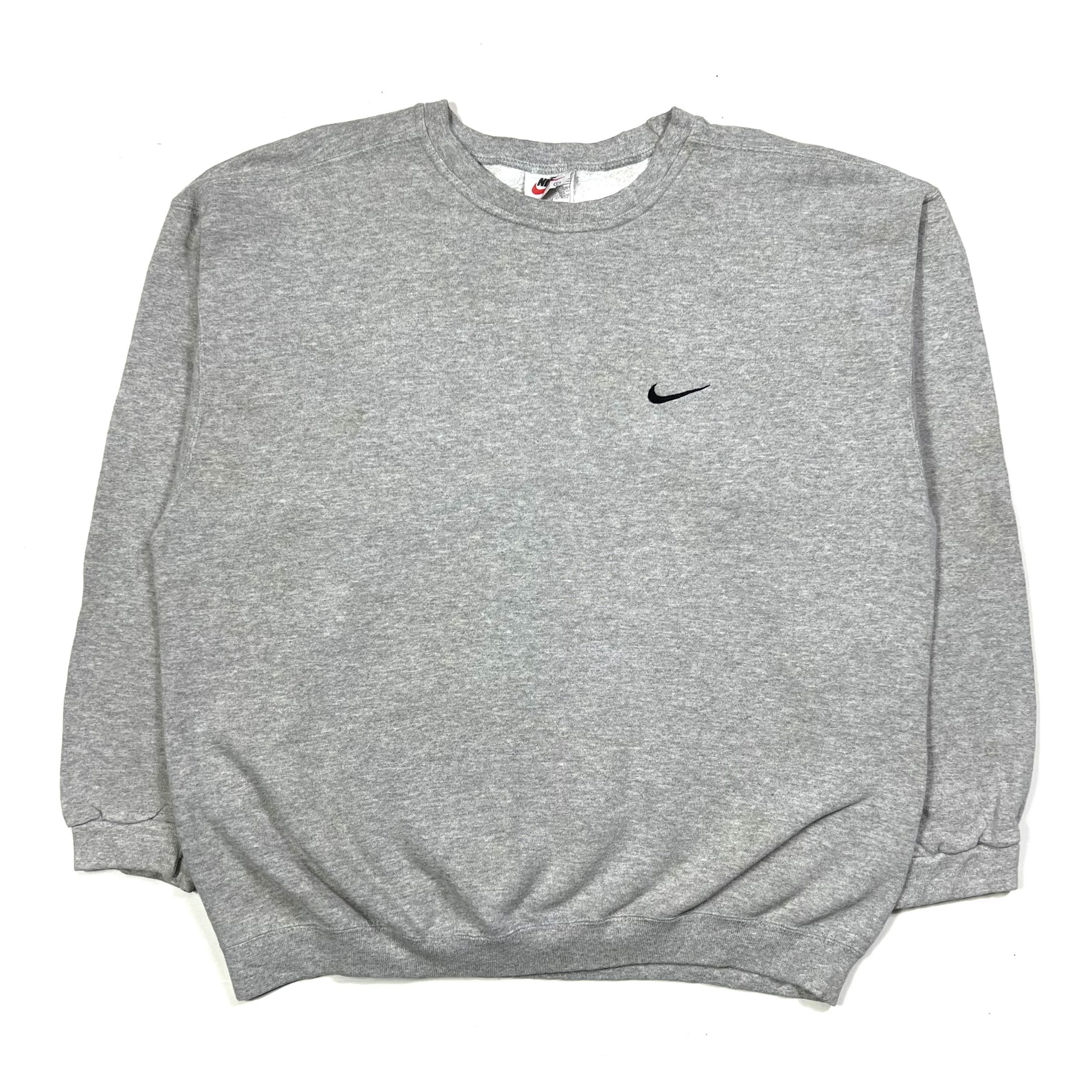 90’s Nike Swoosh Sweatshirt - Grey - TMC Vintage - Vintage Clothing