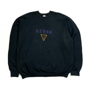 Vintage 90s Bootleg Guess Embroidered Logo Black Sweatshirt